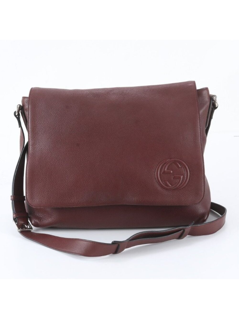 Gucci Interlocking G Leather Shoulder Bag Crossbody Messenger Brown